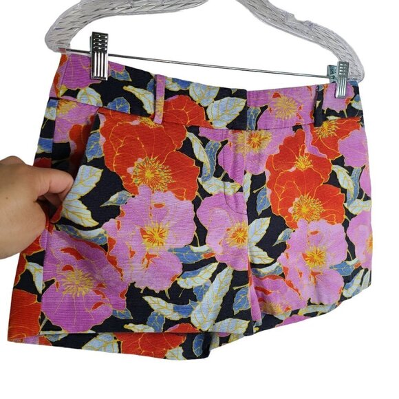 LOFT The Riviera Red Orange Purple Cotton Shorts Size 2 - Picture 2 of 7